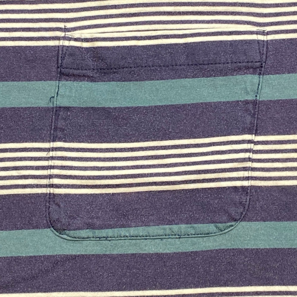 Banana Republic Striped Pocket Shirt Sz S Mens Purple Teal 90s Grunge Distressed - Picture 3 of 8